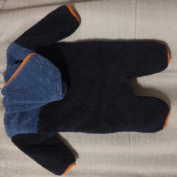Old Navy Blue & Orange Fleece Baby Bunting Sz 3-6 months - Picture 8 of 8